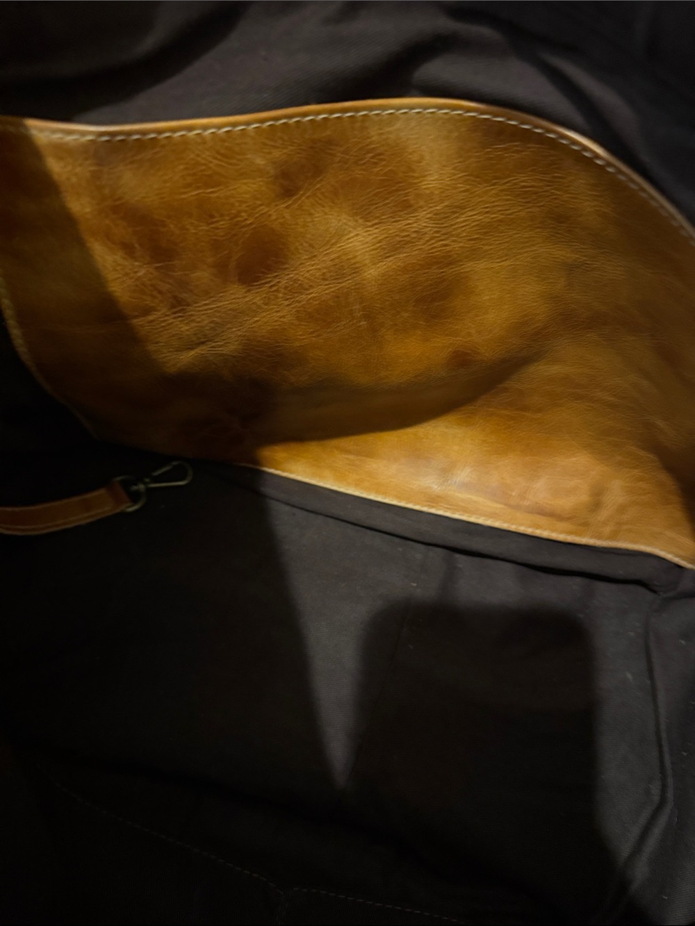 BED|STU Two-Tone Tan & Dark Brown Leather Shoulder Tote - Picture 6 of 7